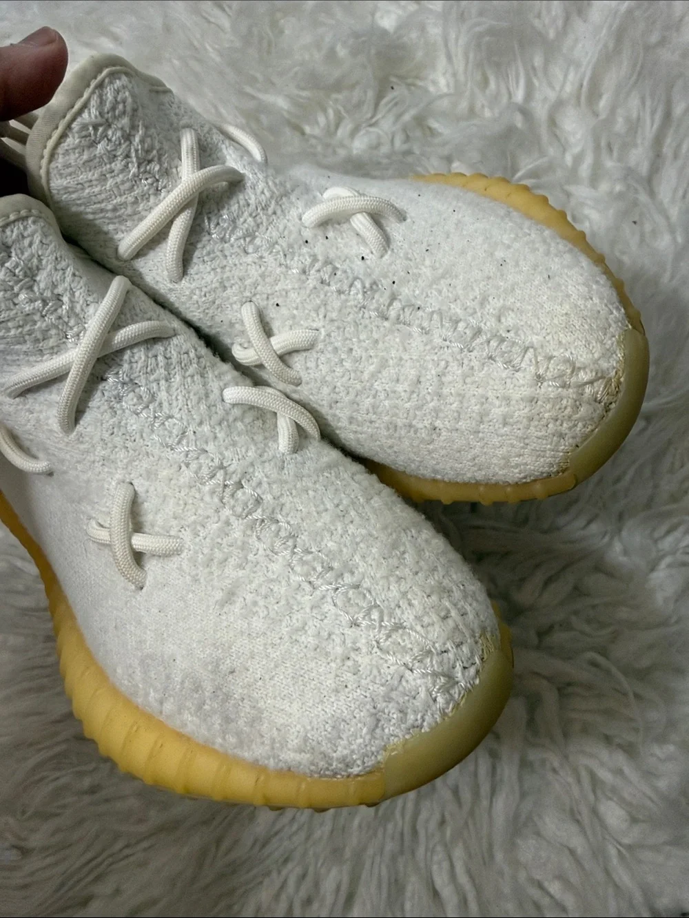 adidas Yeezy White Knit Sneakers with Cream Sole women’s Size 5 to 6